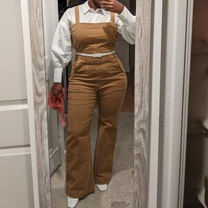 Tan Corduroy Overalls Jumpsuit